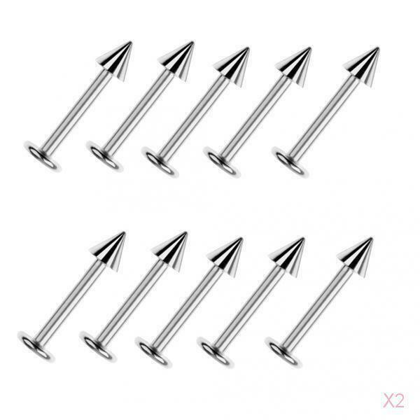 10PCs Labret Spick  Steel Body Jewelry Lip Chin Rings