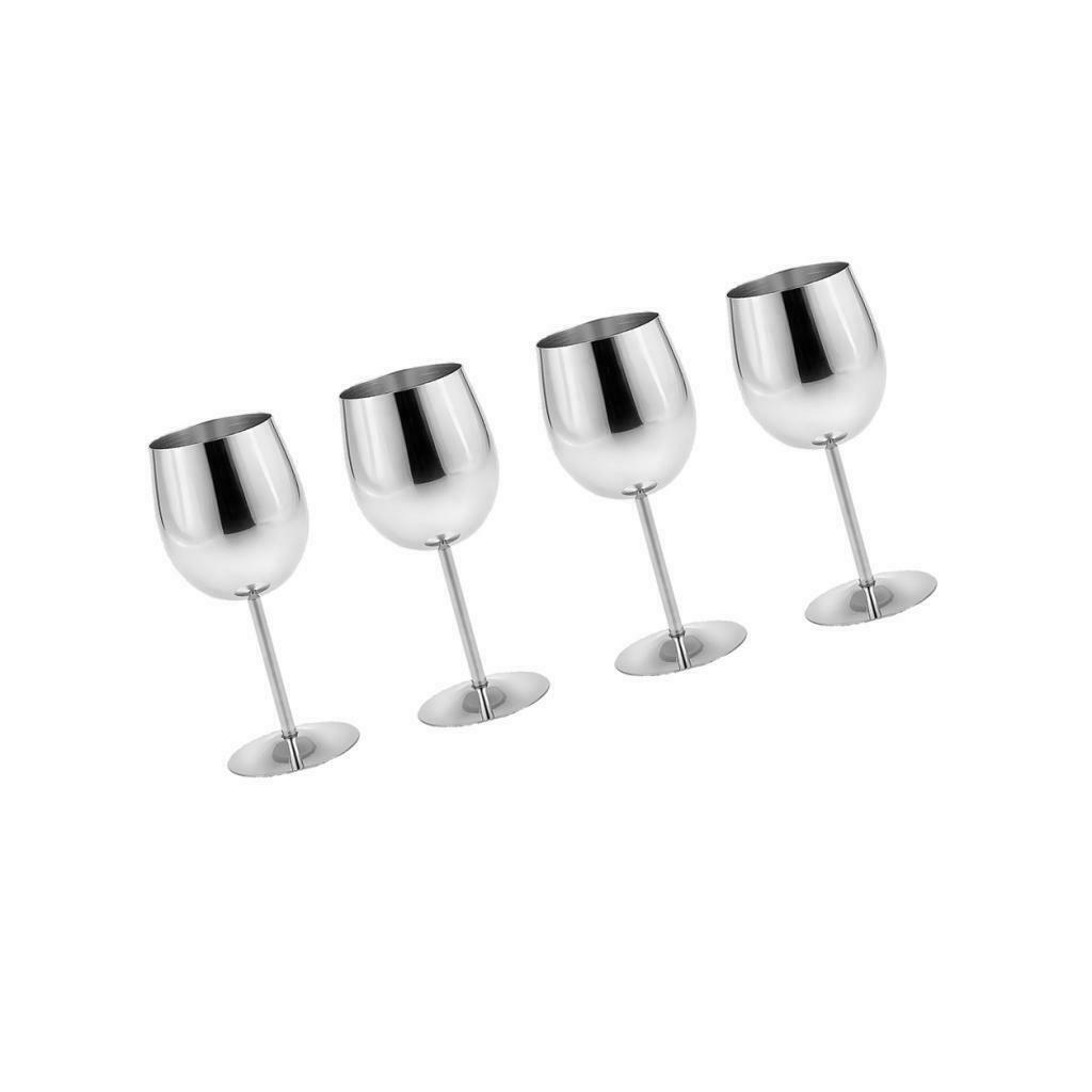 4pcs Champagne Stemmed Glass Top Cup Wine Tableware Home Kitchen Table Stainless