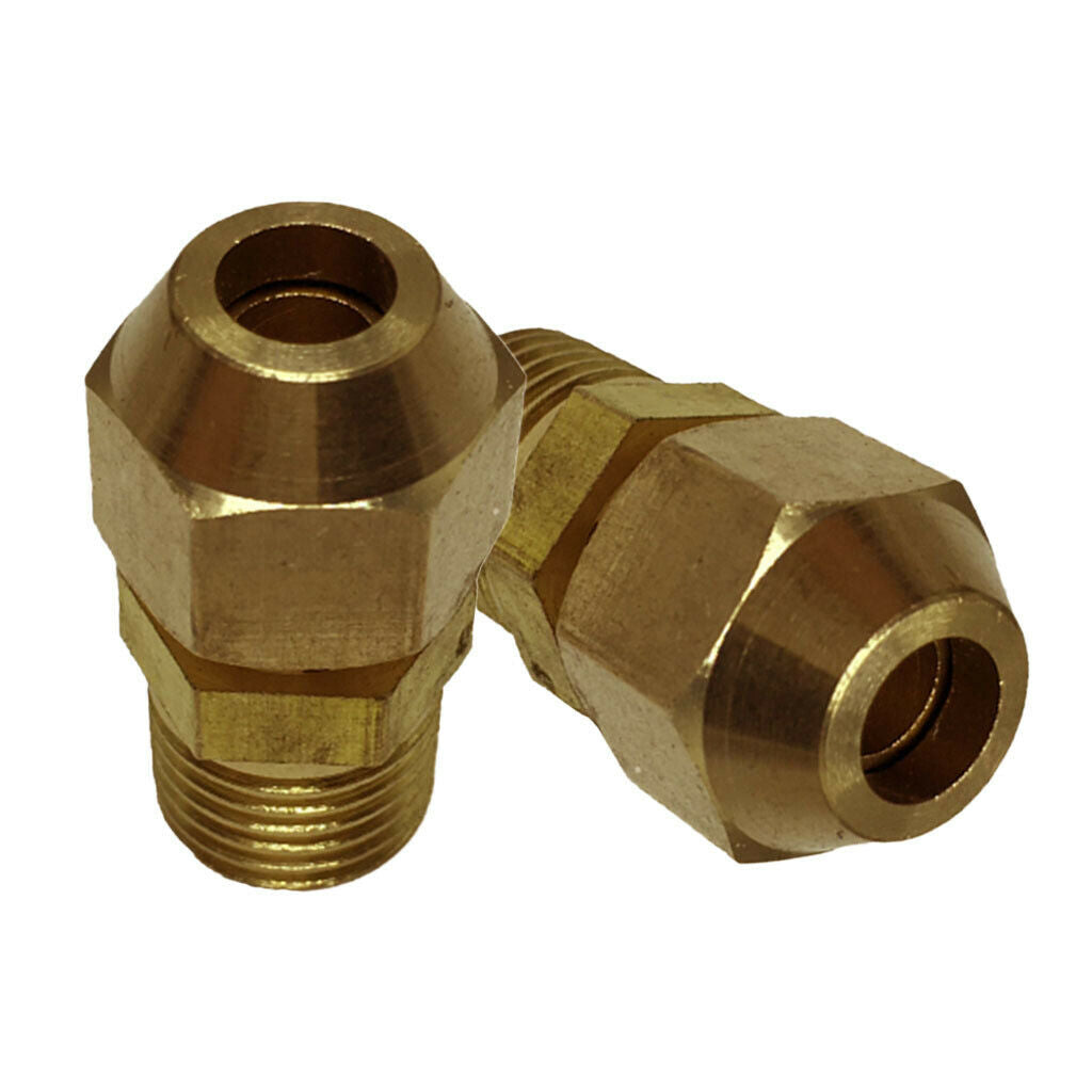 2 Pcs 1/4in Male Threaded Straight Connector Adapter Compression Plumbing