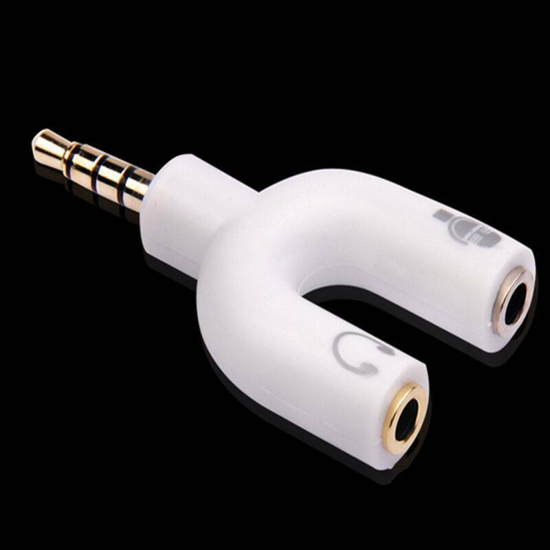 3.5mm Male to 2 Dual Female Plug Jack Stereo Audio Headset Mic Splitter Cables !