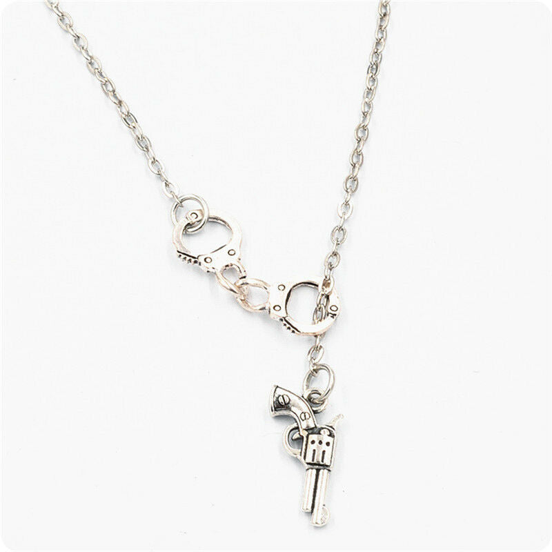 Stylish 1Pcs Handcuff and Gun Lariat Necklace Pendant Necklace .l8
