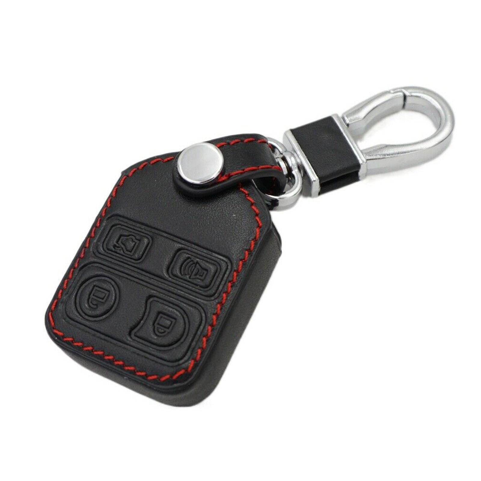 Black Leather 4 Buttons Key Fob Cover For Ford Lincoln Mercury Focus Explorer