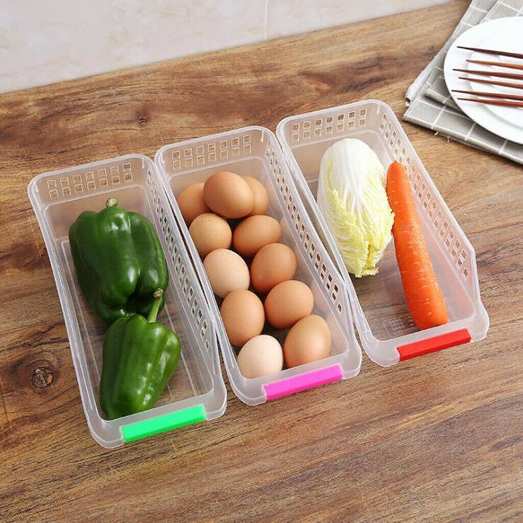 4 Set of Fridge Drawer Bin Basket Organizer for Vegetables Yogurt Pasta