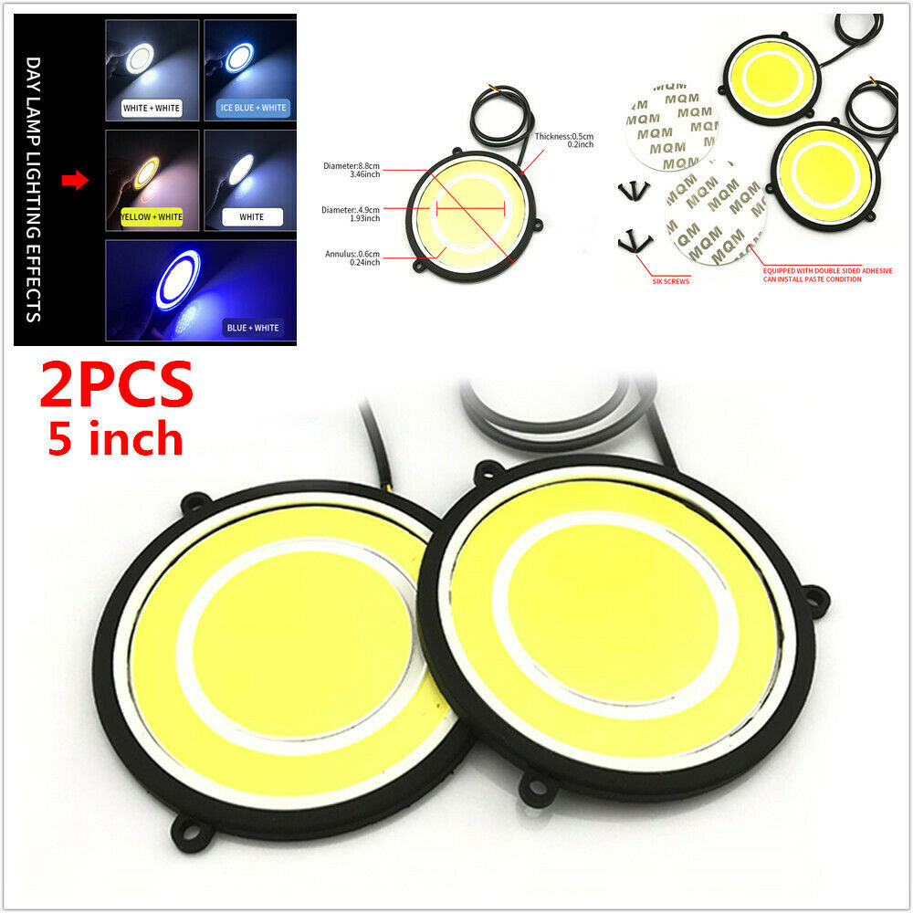 2PCS 5 inch Car Daytime Running Light Round Shape White LED COB Driving Fog Lamp