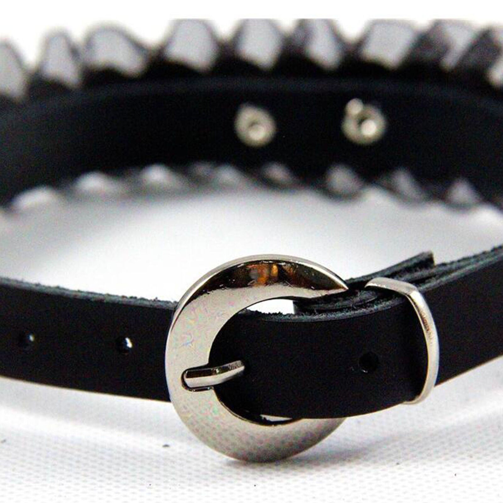 Women's Gothic Retro Lace Dots Choker Leather O Ring Collar Necklace Adjustable