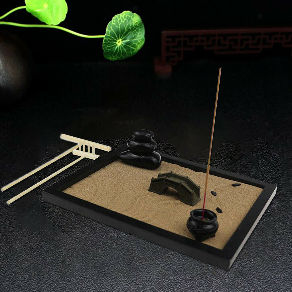 Office Desktop Tabletop Zen Garden Set with Free Rake Zen Garden Drawing