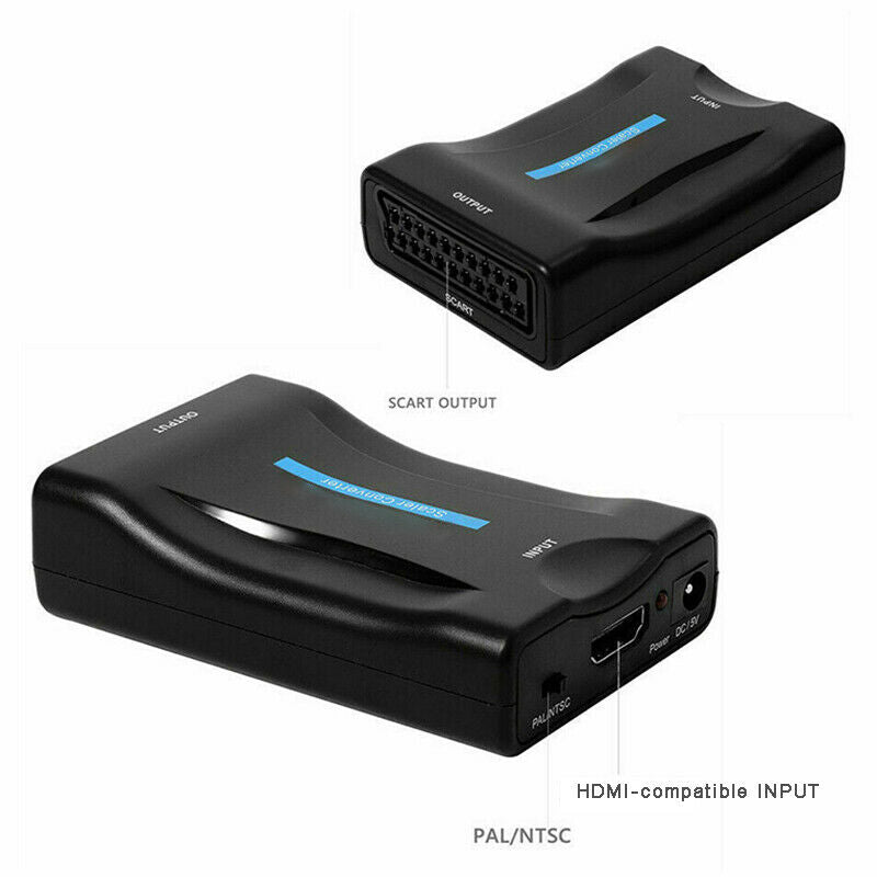 1080P HDMI To SCART Adapter Video Audio Converter Scaler Box+USB Cable For TV