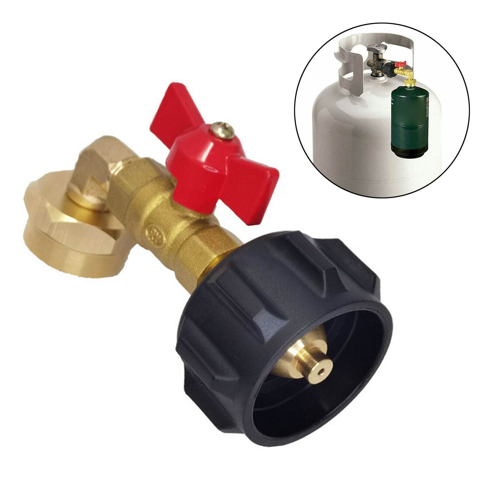 QCC1 Propane Refill Elbow Adapter Coupler with ON-Off Control Valve for BBQ