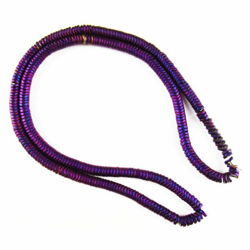 Purple Frosted Hematite Wavy Pendant Loose Bead 15.5 inch 4x2mm 20g A-458TS