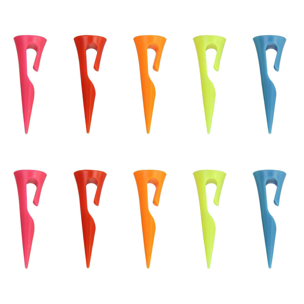 10 Piece Portable Colorful Golf Tees with Hook Clip for Easy Carrying 42.5mm