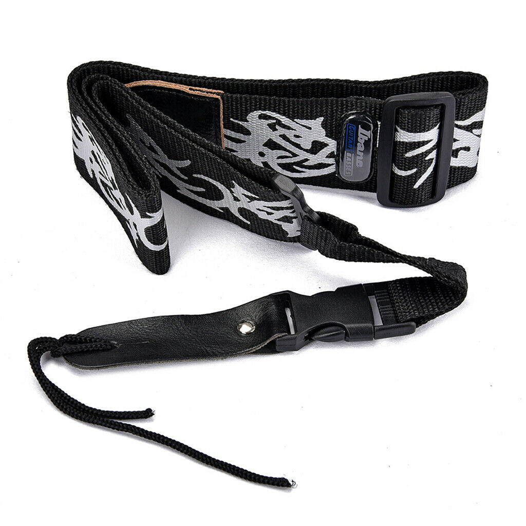 Novelty Nylon Strap Belt Black Blaze Pattern for Guitars Bass Mandolin Parts