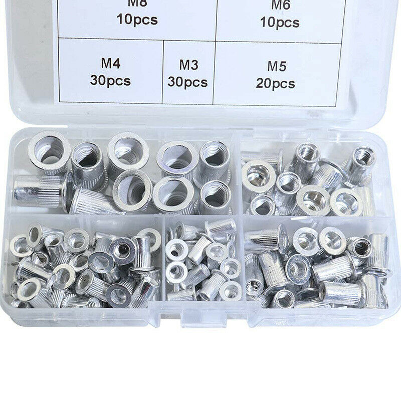 2X(Aluminum Alloy Rivetnut Flat Head Threaded Rivet Nut Insert Nutsert Cap C7K1)