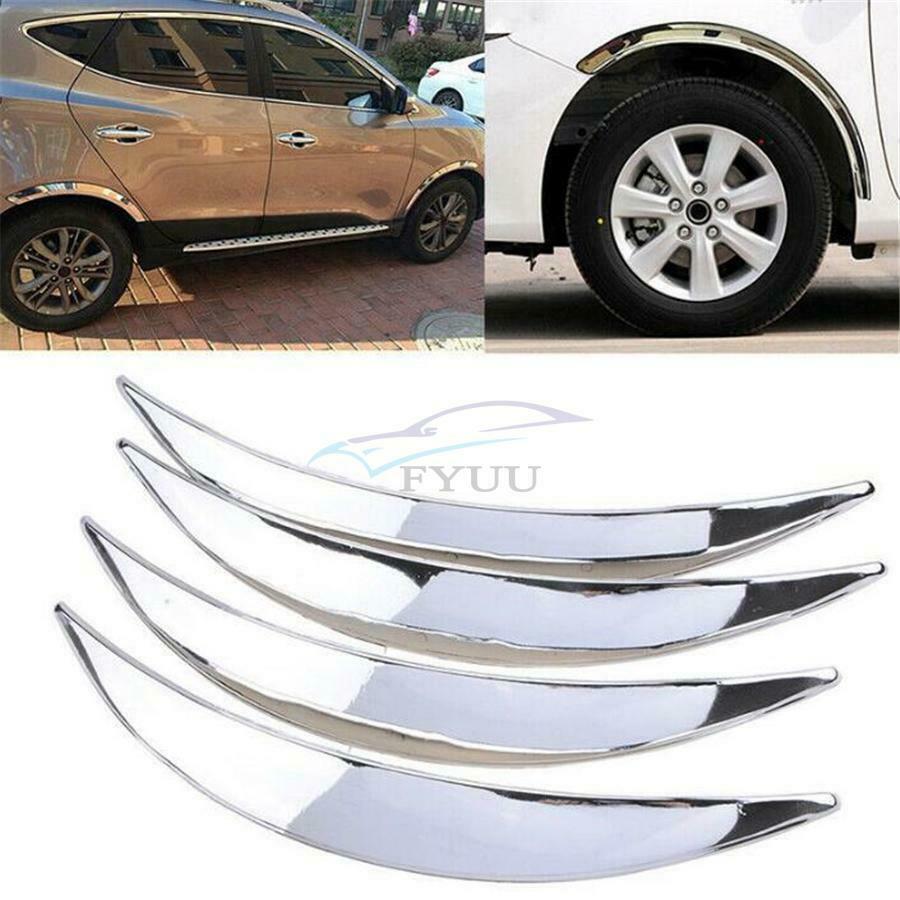 Universal Car Wheel Eyebrow Arch Trim Lip Fender Chrome ABS Protective Film x4