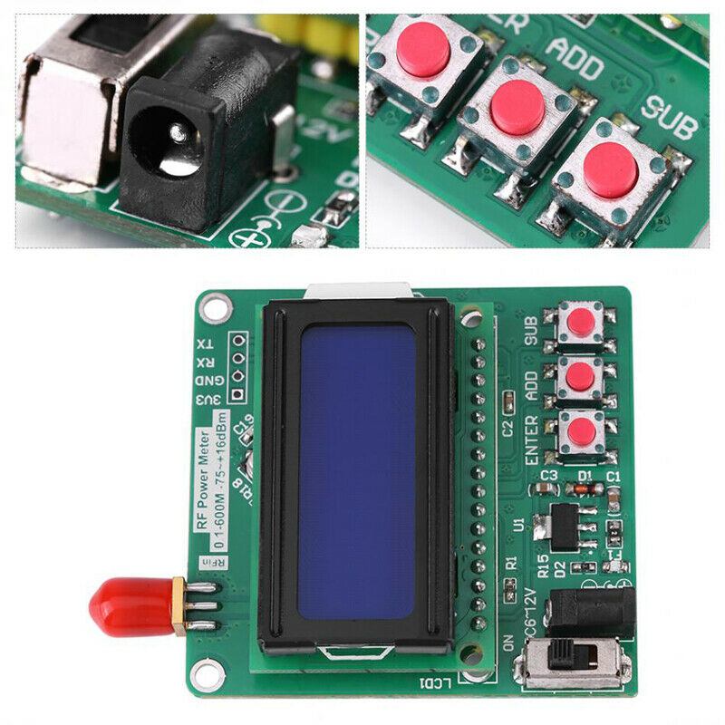 6ï½ž12 VDC Digital RF Power Meter -75 ï½ž +16dBm Ultra-small LCD Auto Backlight os12