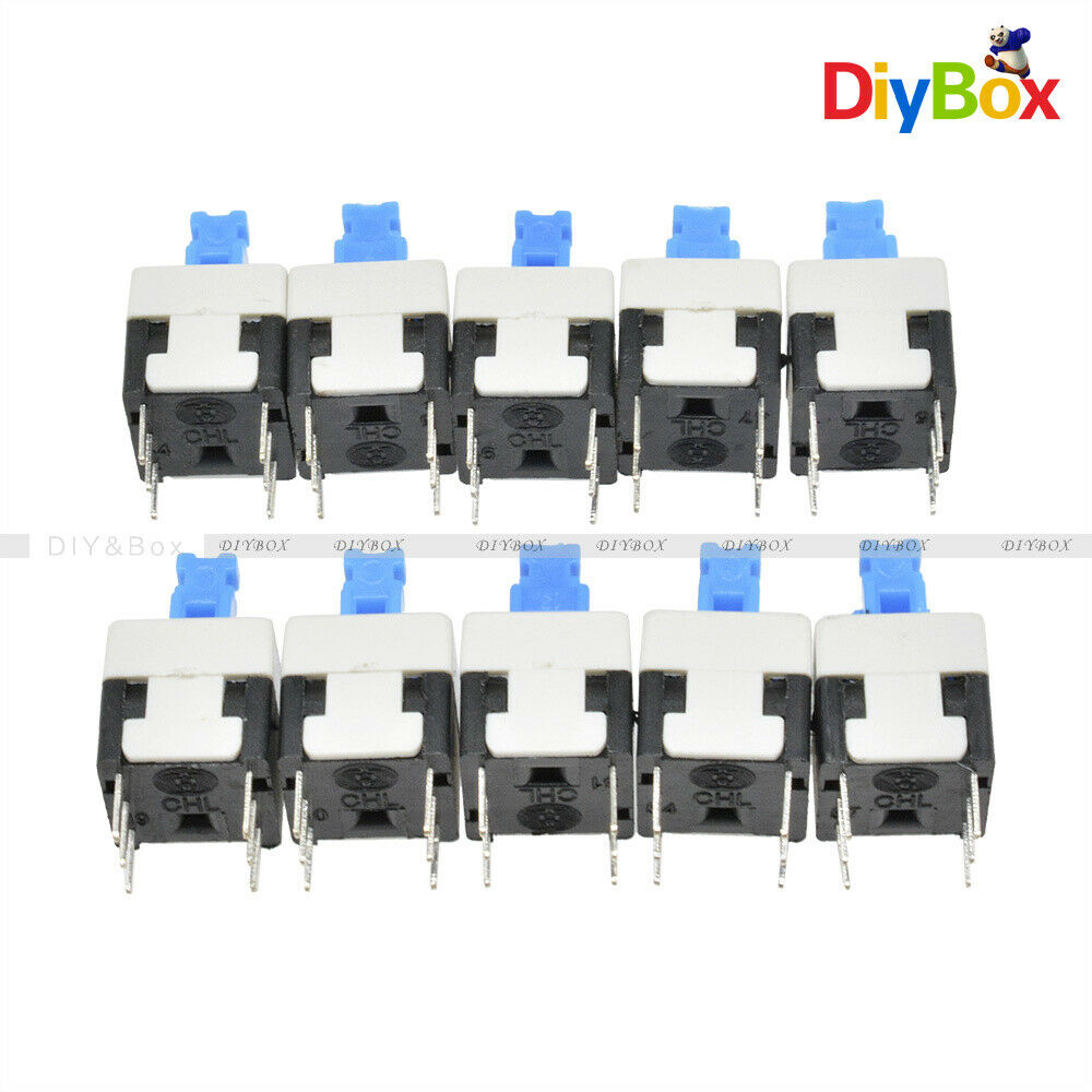 20PCS Self-locking Blue Cap Type Square Blue Button Switch Control 8X8mm