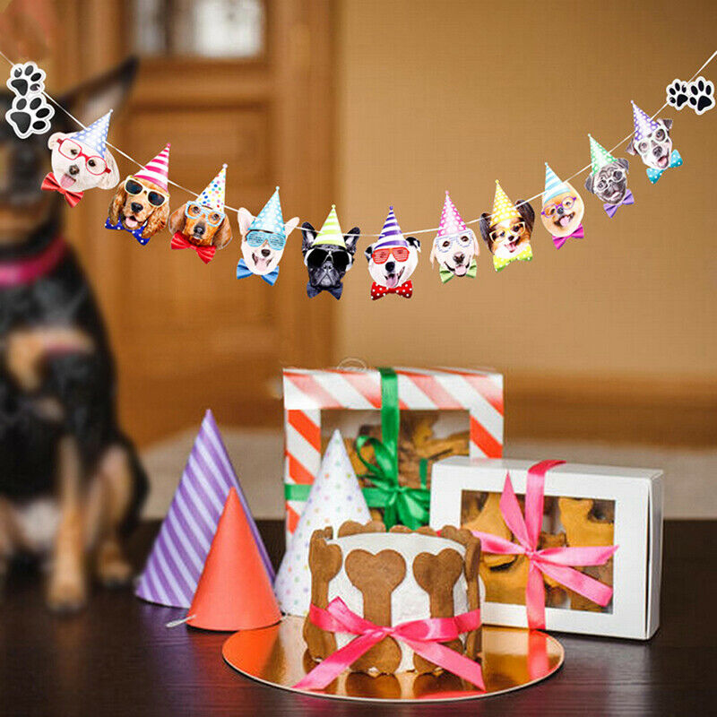 Dog Decor Banner Bunting Garland Banner Pet Party Decor Pet Birthday Fla .l8