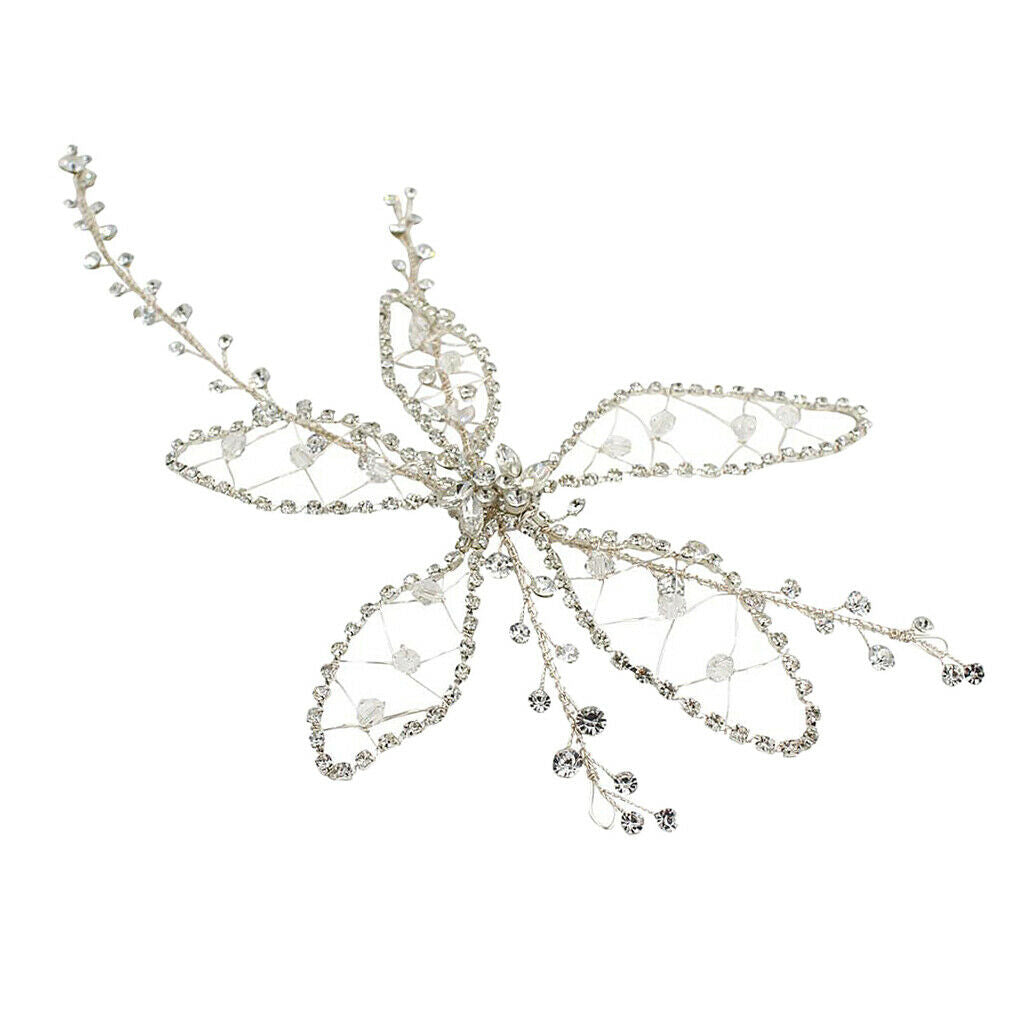 Elegant Rhinestone Flower Leaf Bridal Side Hair Clip Headband Hair Jewelry