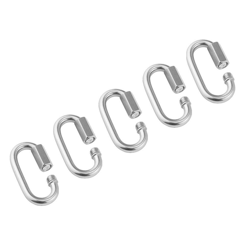 5Pcs Portable Multifunctional 304 Stainless Steel Carabiner Screw Lock Quick