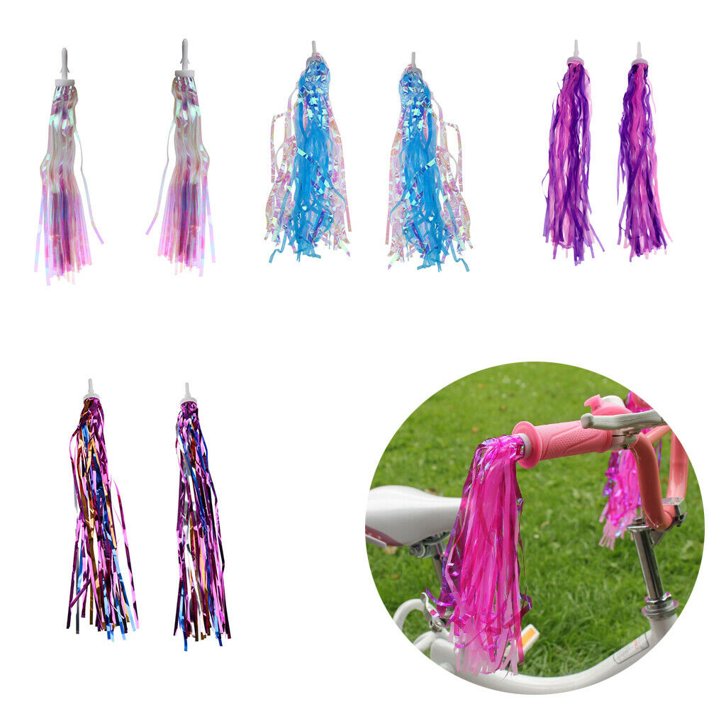 Kids Bike Front Basket Decor Tassel Streamer Grip Cover Handlebar Decor