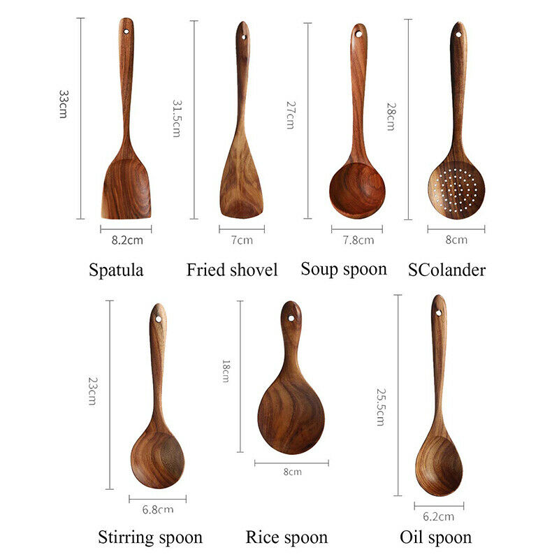 Kitchen Utensils Set, Wooden Spoons for Cooking Non-Stick Pan Kitchen Tool WooP8
