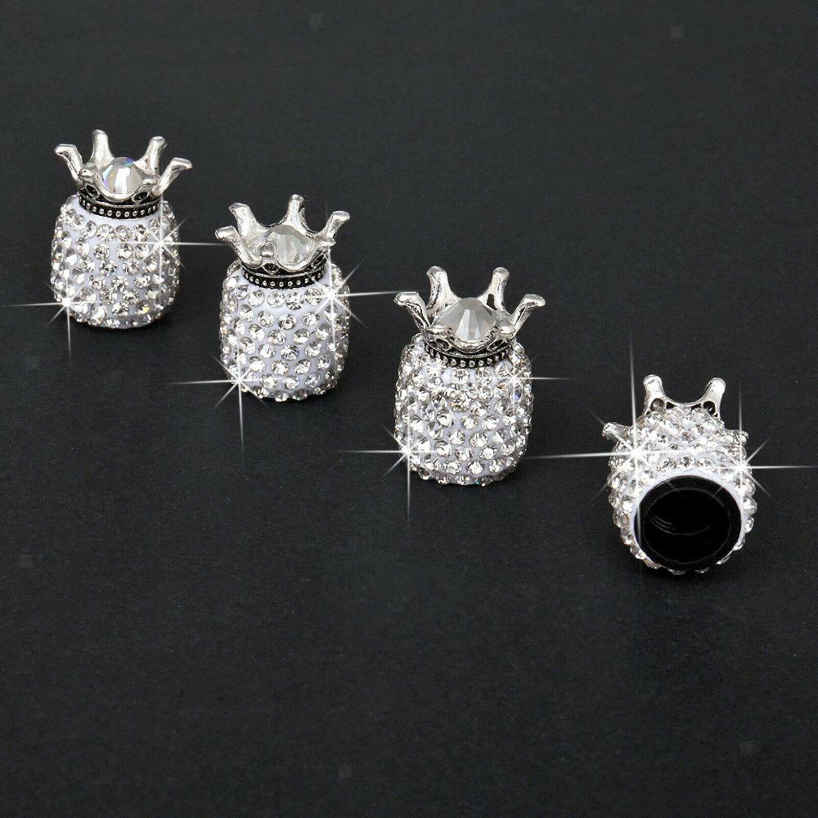 4pcs Tire Air Stem Valve Caps Universal for Cars SUVs Truck Bike White