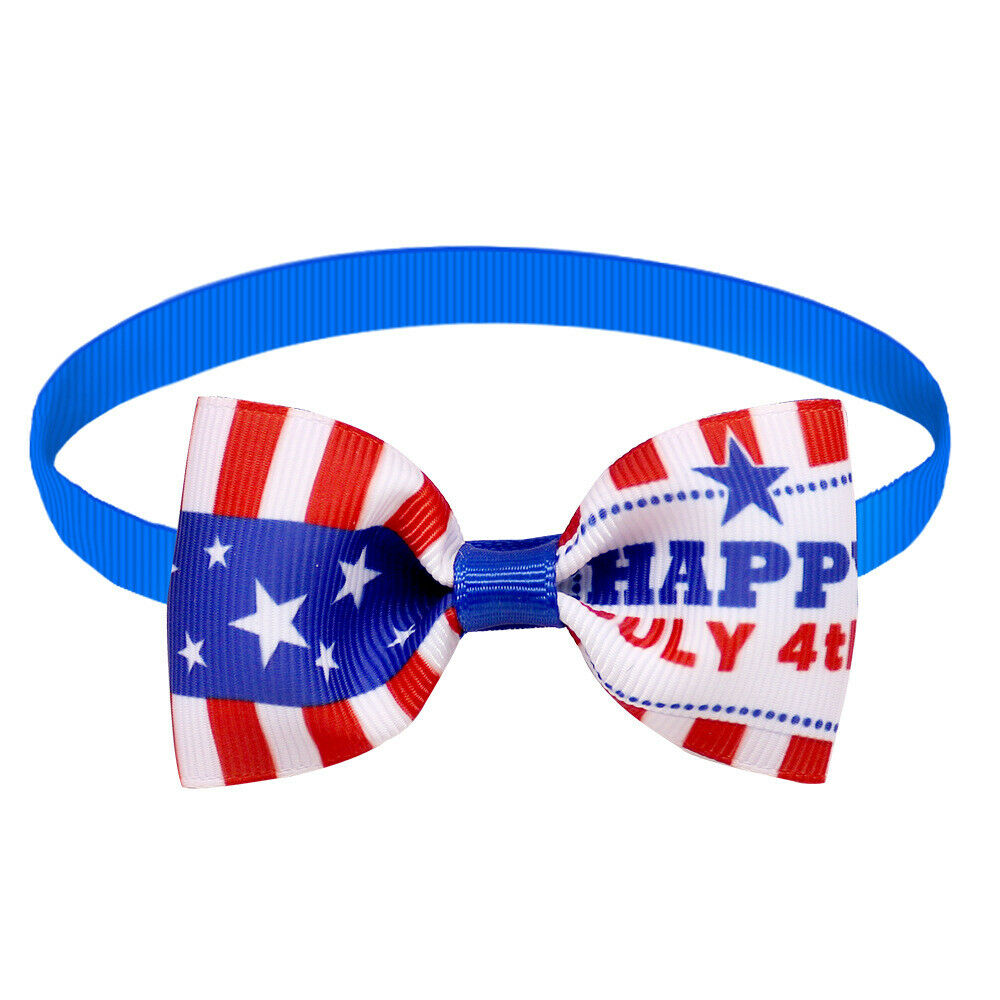 20Pcs Dog Bow Tie American Independence Day Pet Cat Neck Collar Decor Adjustable