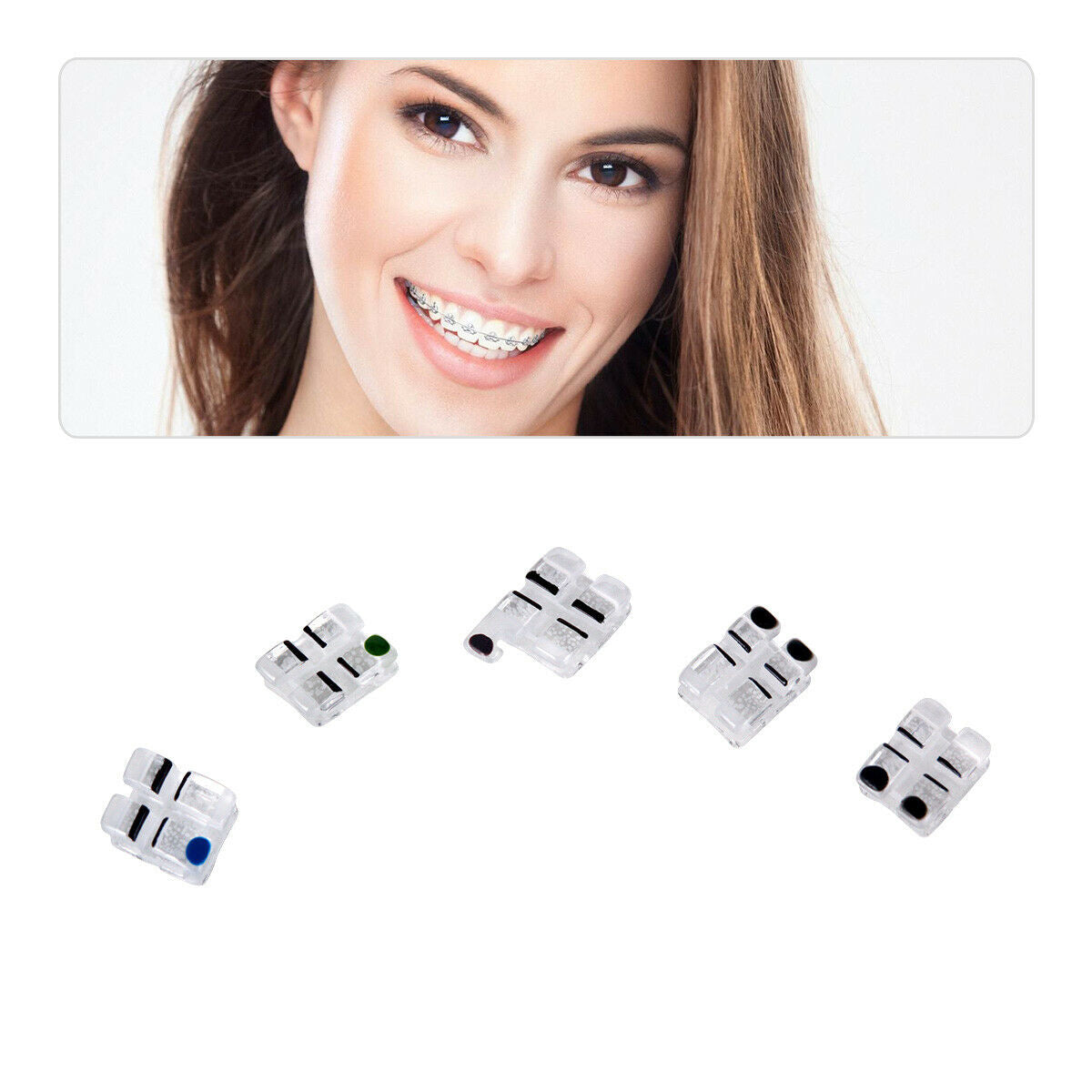 Dental Orthodontic Monocrystalline Sapphire Ceramic Brackets  MBT 022" 3 Hooks