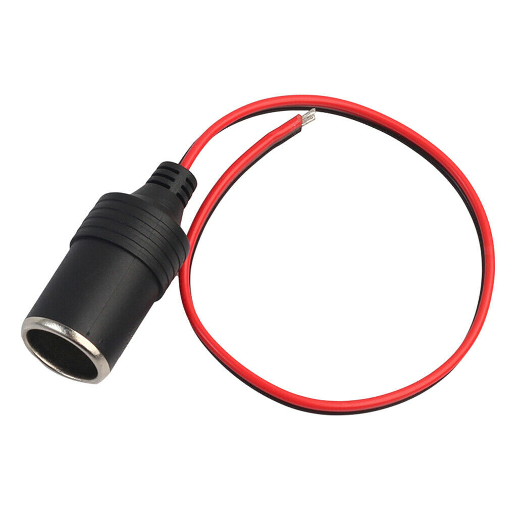 Car Motorcycle 12V Female Cigarette Lighter Socket Fuse Connector Cable (1ft)