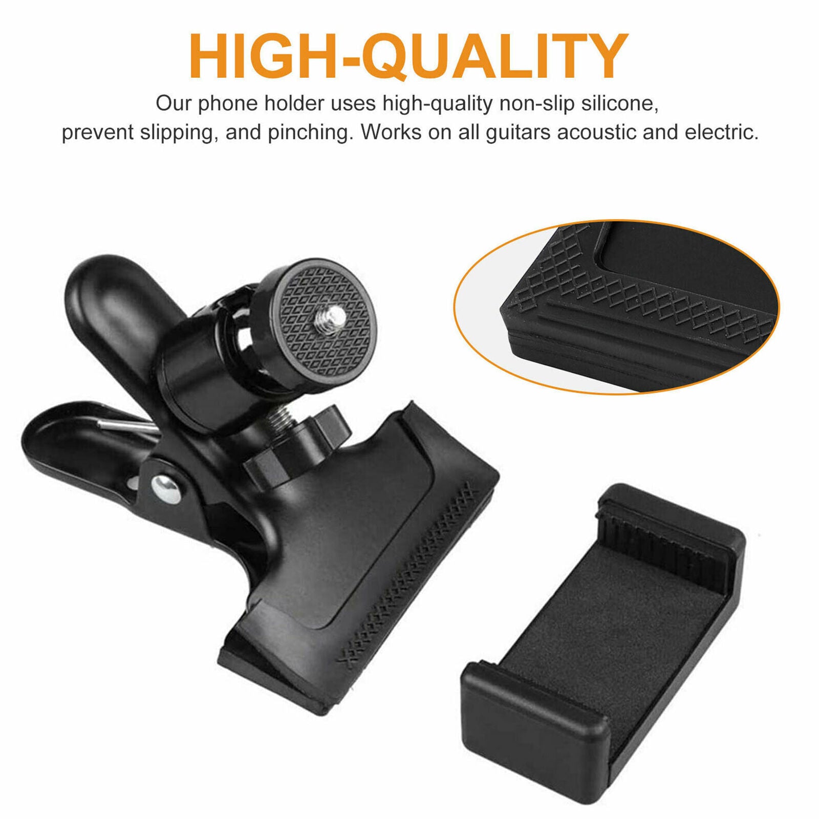 360°Guitar Headstock Mobile Phone Holder Bracket Stand Cell Phone Clip Clamp
