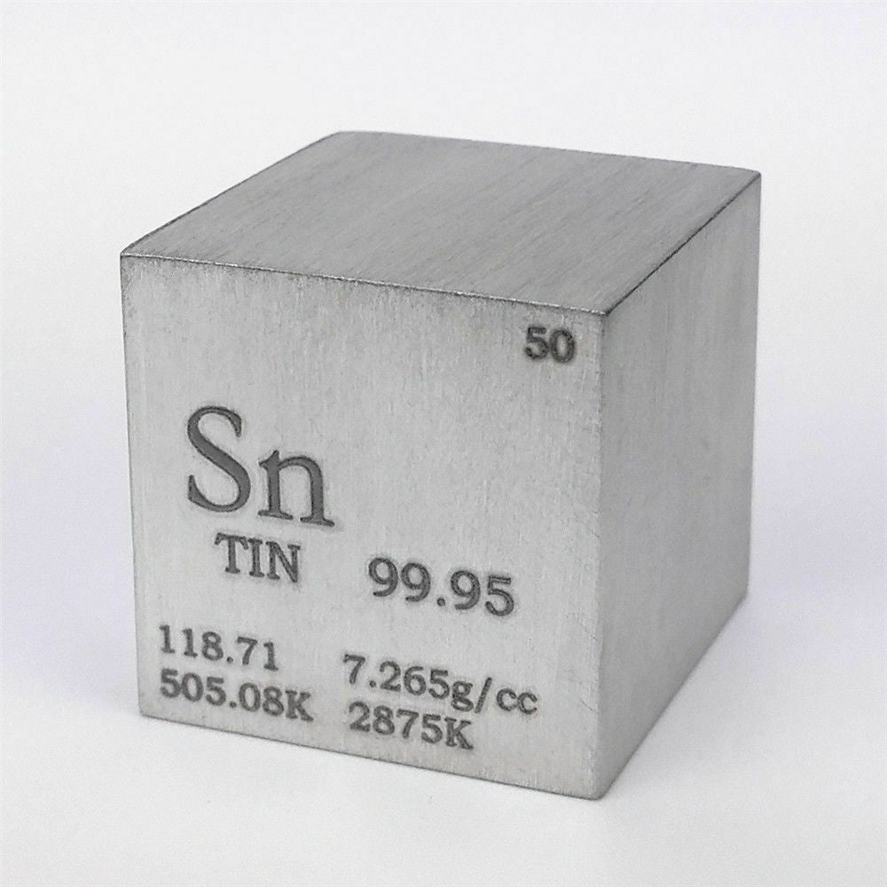 Tin metal 25.4mm 1 Inch Density Cube 99.95% Pure for Element Collection