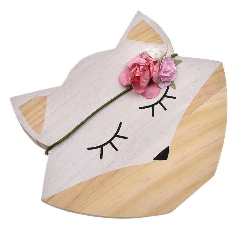 Cute Nordic Sleepy Wooden Fox Home Room Ornament Wall Decor Photography Props