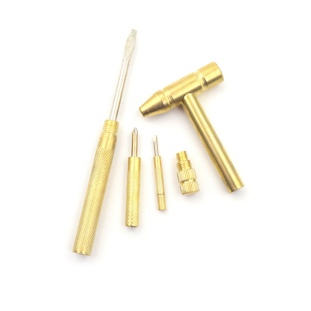 Multifunction 5 in1 Micro Mini Copper Hammer 3 kinds Screwdrivers Hand Tools Kt