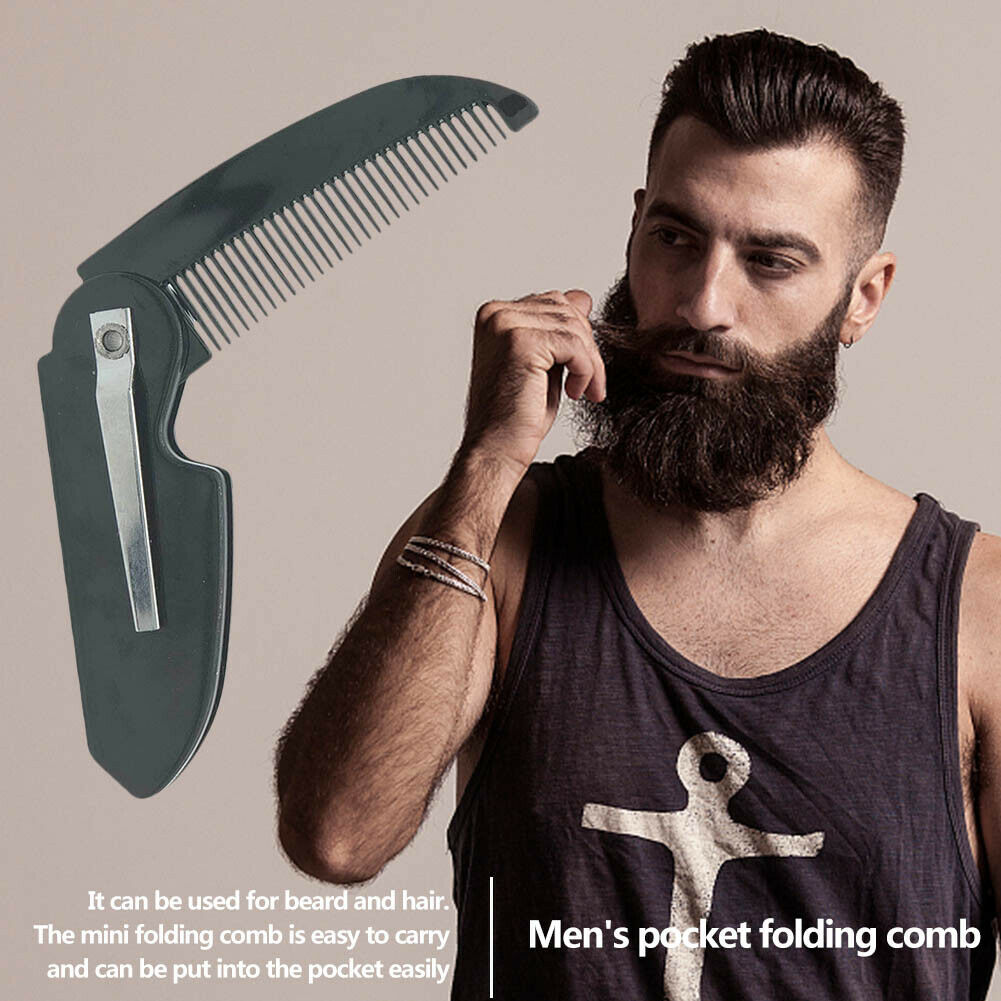 Man Woman Folding Portable Pocket Clip Beard Moustache Convenient Hair Comb @