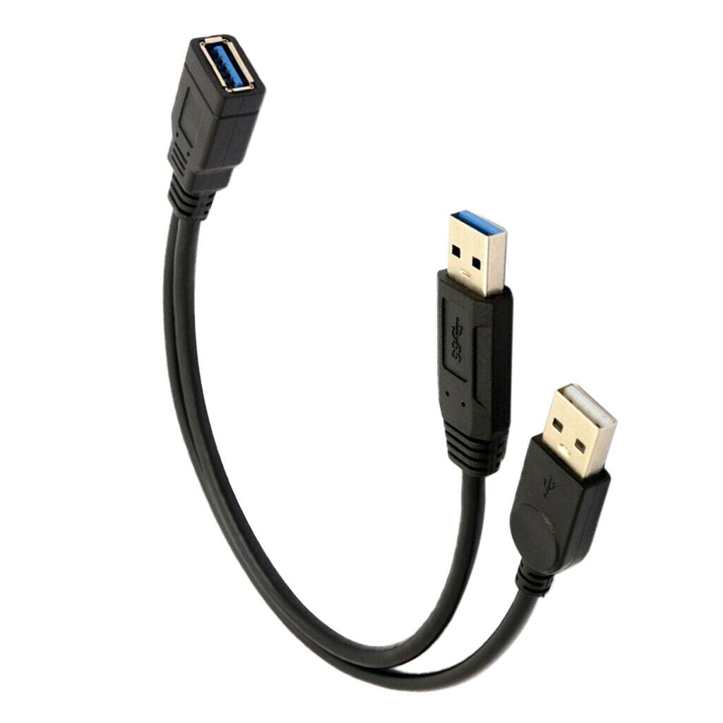 USB Female to Dual USB Male Extra Power Data Y Extension Splitter Cable