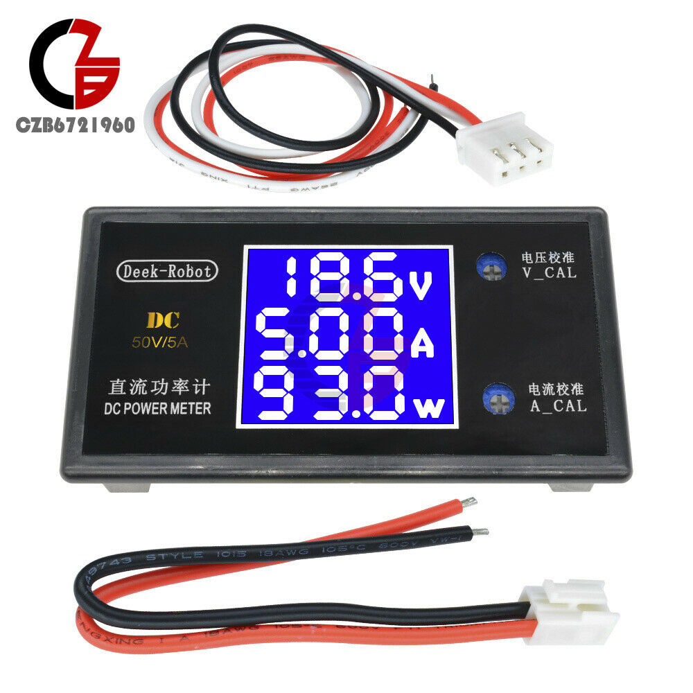 DC 50V 5A 250W Digital LCD Voltmeter Wattmeter Voltage Current Power Detector