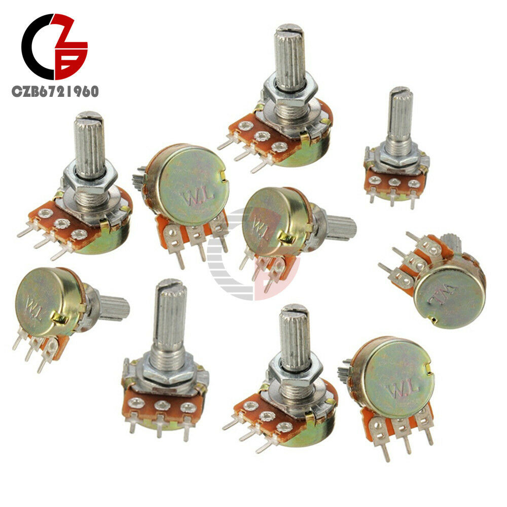 5PCS NEW 5K Ohm B5K Knurled Shaft Linear Rotary Taper Potentiometer