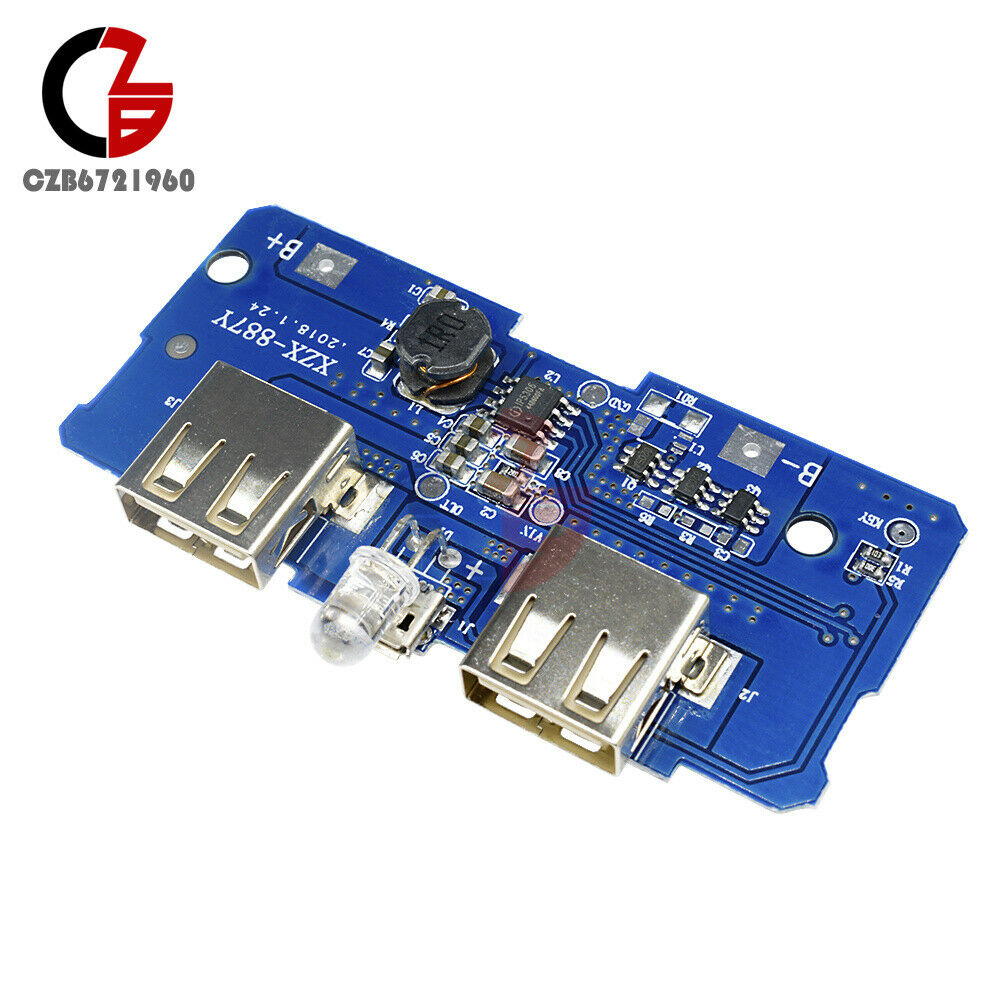 5V 2A Dual USB Power Bank Mobile Charger Board Step-Up Module Indicator Light