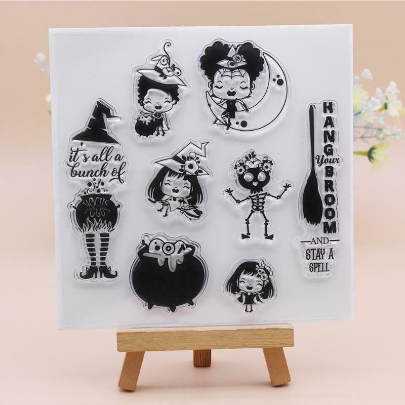 Clear Stamp Craft Making Embossing Mould for DIY Halloween Witch Card
