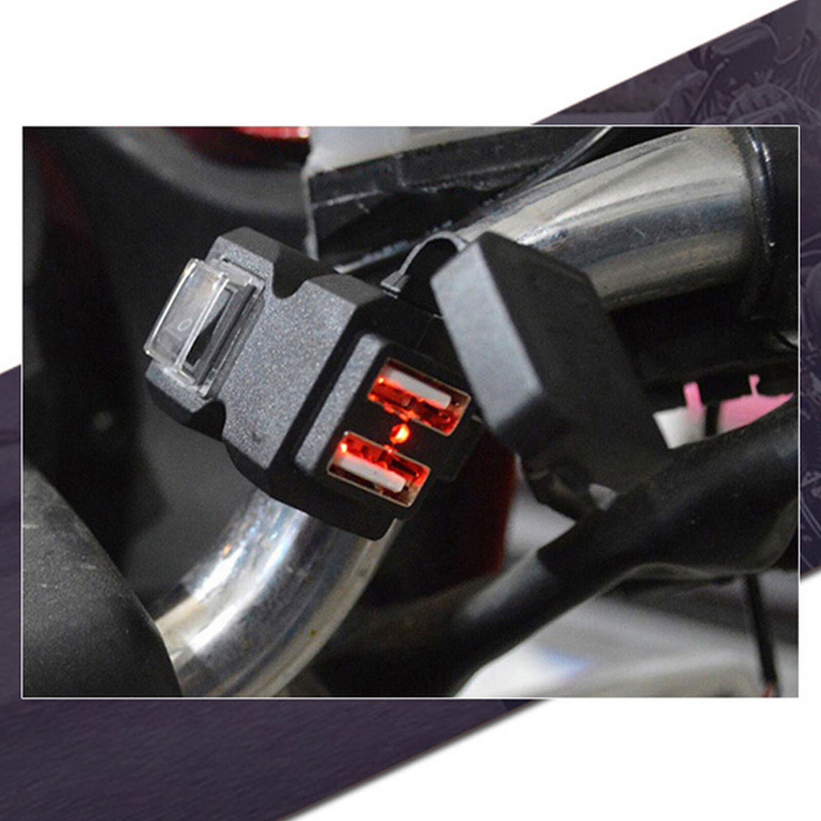 12V/24V Motorcycle Motorbike Dual USB Charger Phone Power Socket With Switch