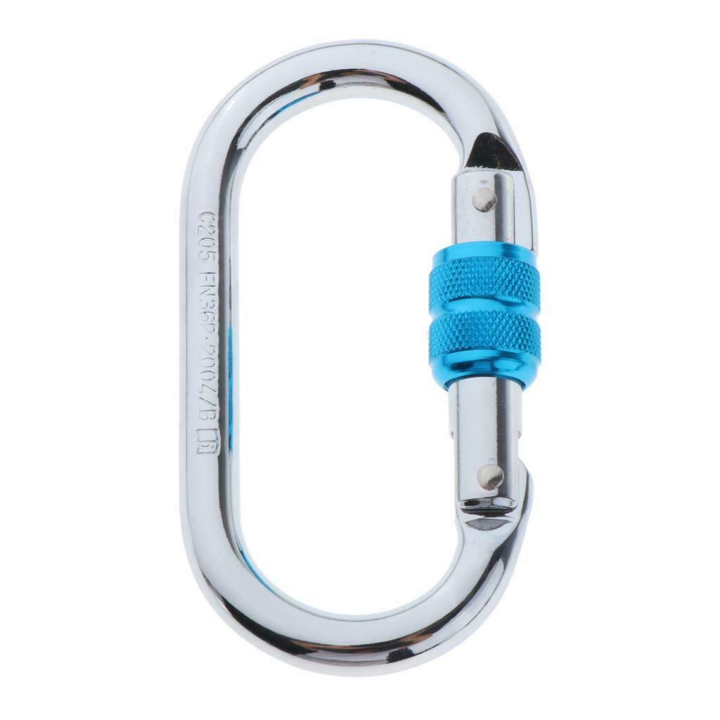 25KN O Ring Steel Screw Locking Carabiner Rock Climbing Rappelling Camping Swing