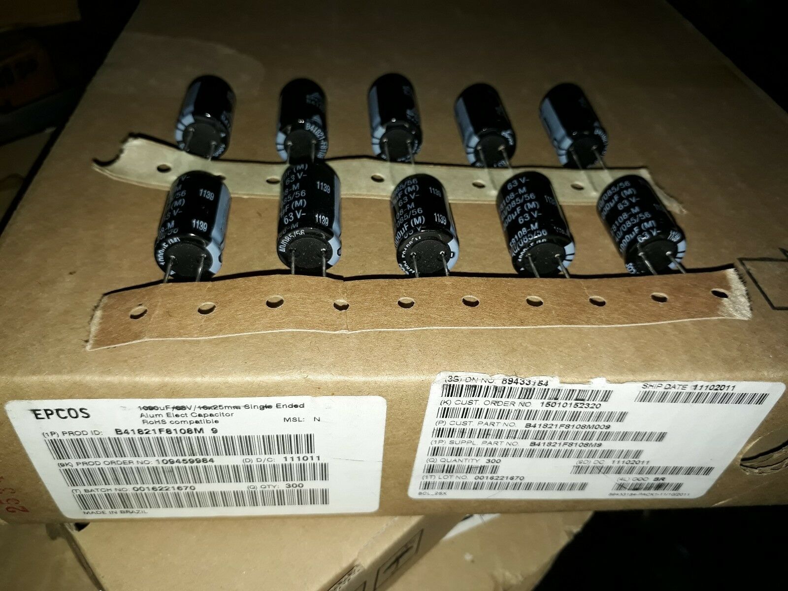 10x EPCOS SIEMENS 1000uF 63V 16x25mm HIGH QUALITY TUBE AMP CAPS FOR AUDIO !