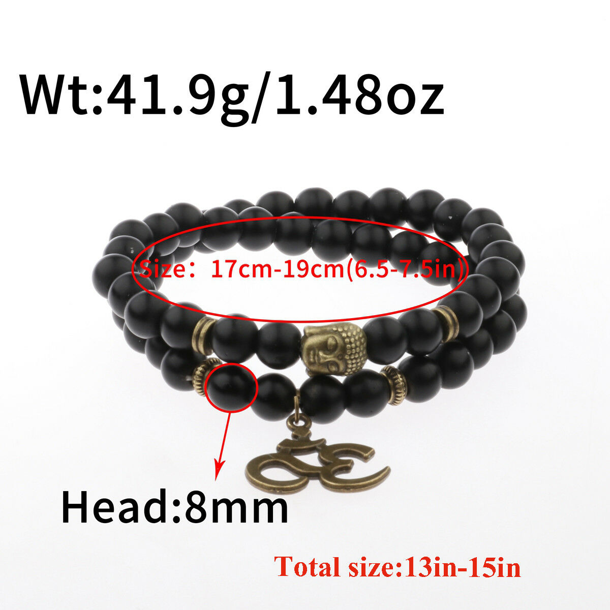 8MM Natural Obsidian Beads Double winding Charm Buddha Beads Fashion Bracelets
