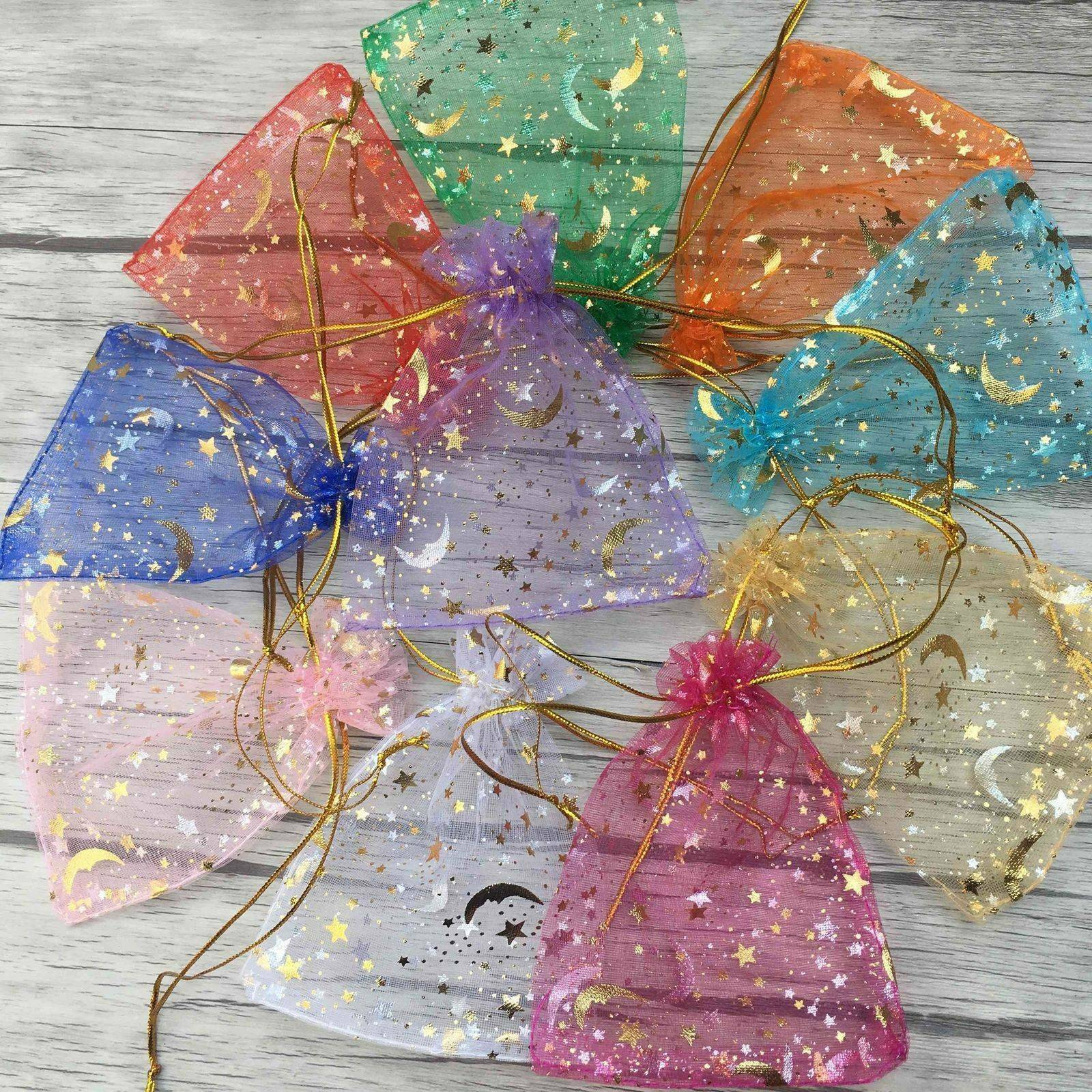 100X Star Moon Organza Wedding Party Favor Bags Decor Jewelry Candy Gift Pouches
