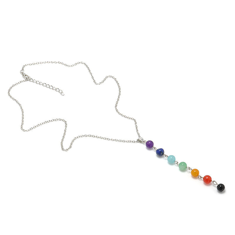 7 Chakra Crystal Quartz Stone Beads Pendant Yoga Reiki Healing Necklace