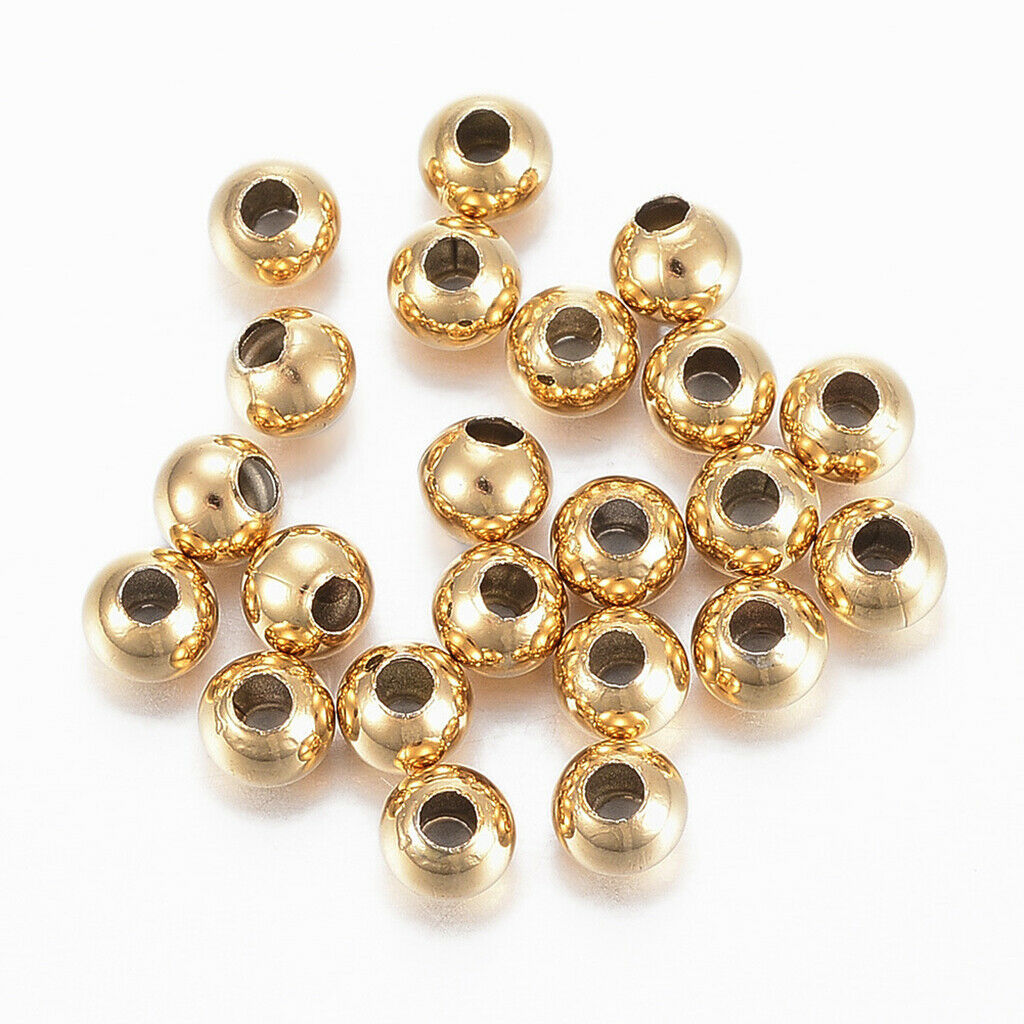 100x Round Spacer Beads, Stainless Steel, Jewelry Accessories, 4mm