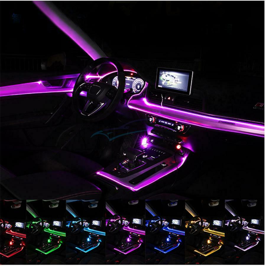 2M Car Center Console RGB LED Ambient Light Fiber Optic Light with APP Control