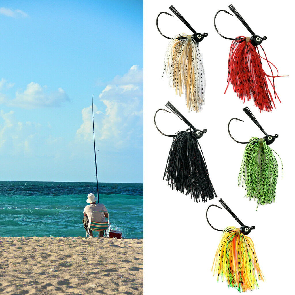 5 pcs Colorful Silicone Skirts Fishing Bait Lures Saltwater Lure 7g