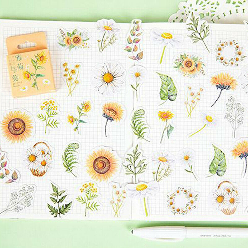 46Pcs/box Sunflower Daisy Stickers DIY Diary Stationery Scrapbook Memo St.l8