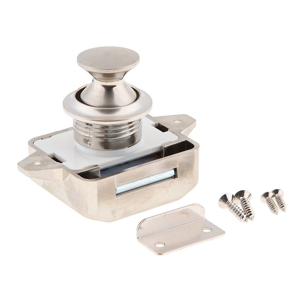 Nickel 11-18mm Cabinet Lock Keyless Push Button Latch for Motorhome Cupboard