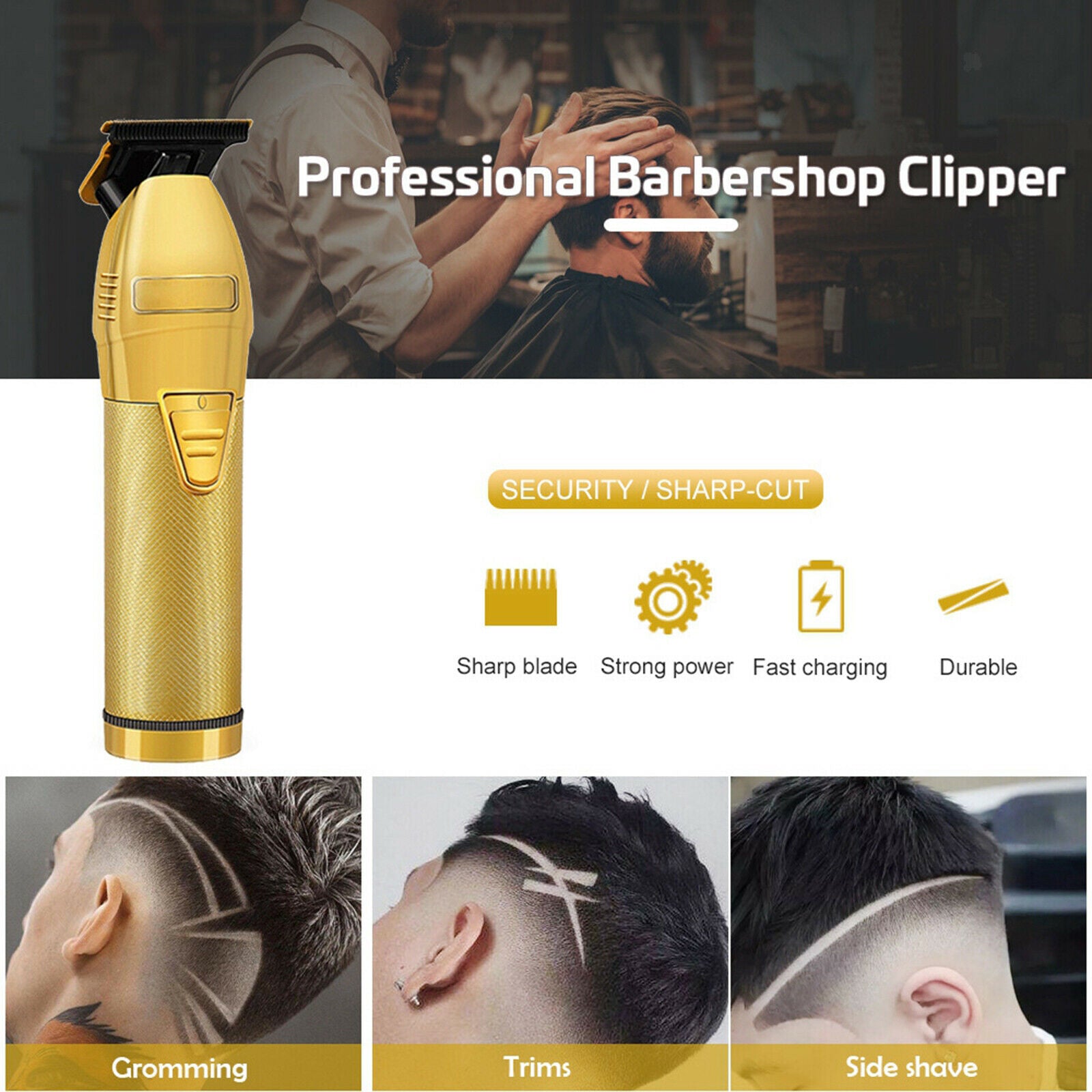 Professional Hair Clipper Electric Cordless Trimmer Shaver Hair Cutting Shaving